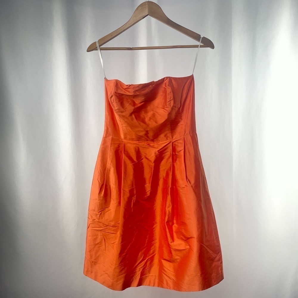 Simple Silhouettes New York Silk Strapless Mini Dress in Orange Size 6
